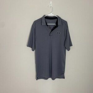 Under Armour UA Tech Loose Polo Shirt Grey Mens Large Tall Short Sleeve Heatgear